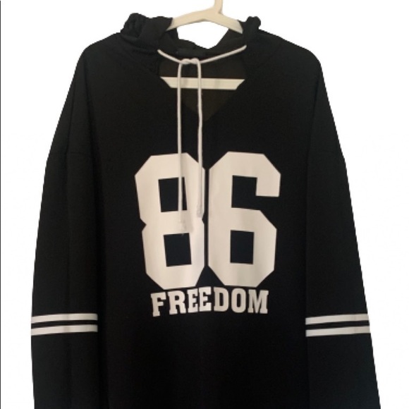 Varsity High Low Hem Hooded dress - Picture 2 of 8